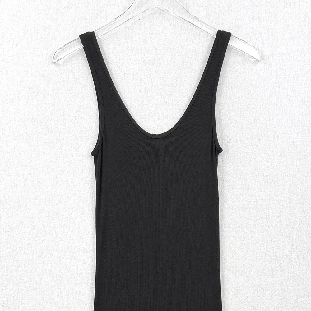 ENZA COSTA Silk Knit Midi Tank Dress Womens Small Black Quiet Luxury Minimal NEW - Picture 8 of 14